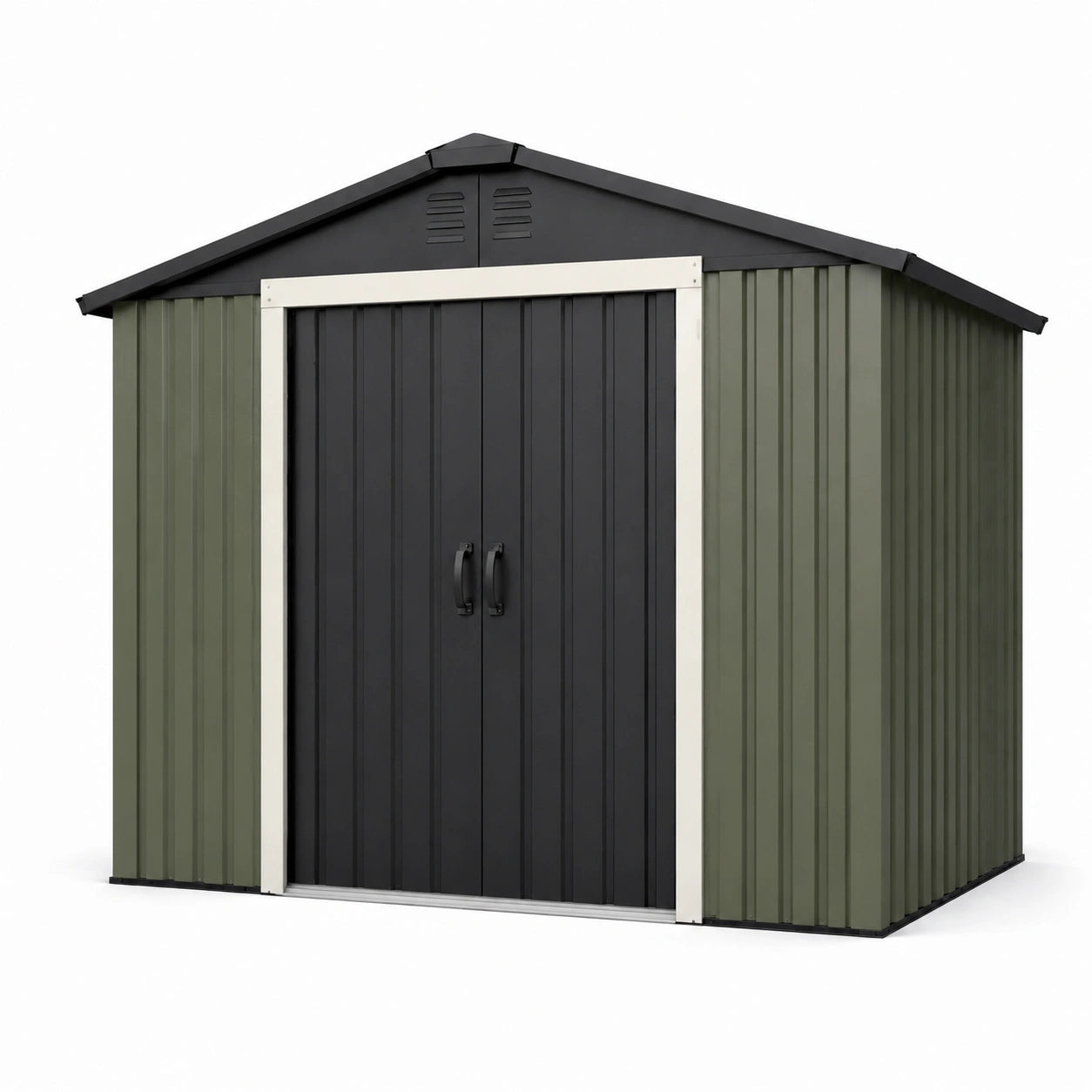 Metall Gerätehaus - Stahl - Grün/Schwarz