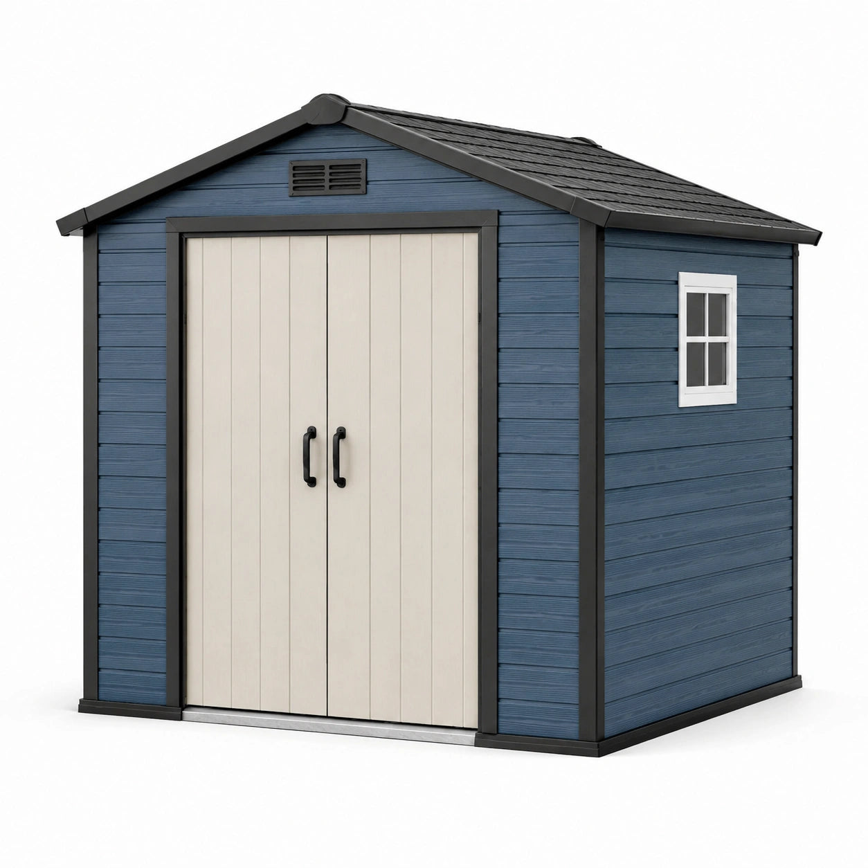 Gartenhaus aus Kunststoff Blau/Beige 185x152x226 cm