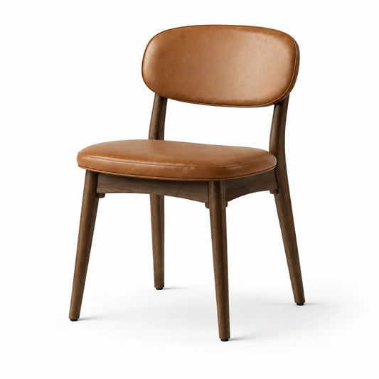 Esszimmerstuhl aus Holz und PU-Leder Braun 85x48x52 cm