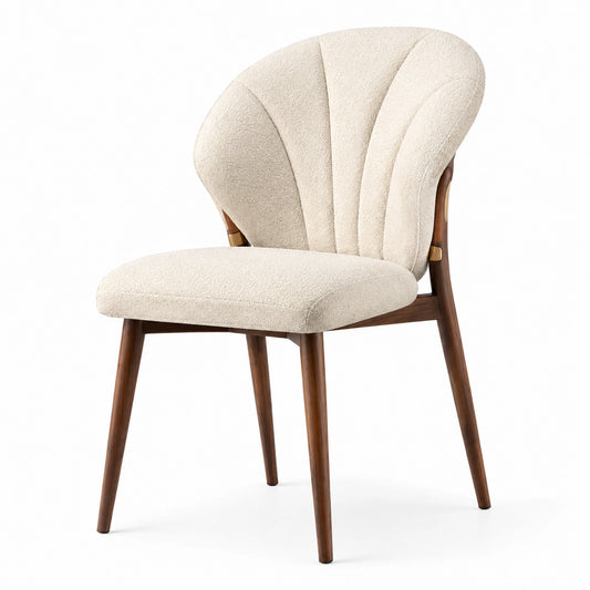 Esszimmerstuhl Muschelform Beige Holzbeine