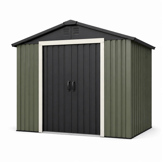 Metall Gerätehaus - Stahl - Grün/Schwarz