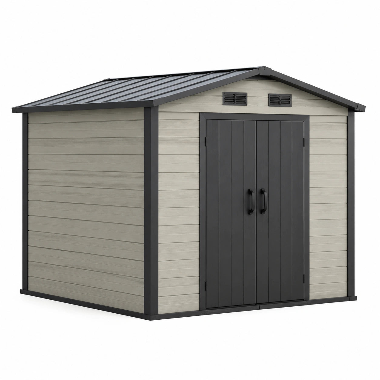 Gartenhaus aus Polypropylen Grau und Anthrazit 185x152x226 cm
