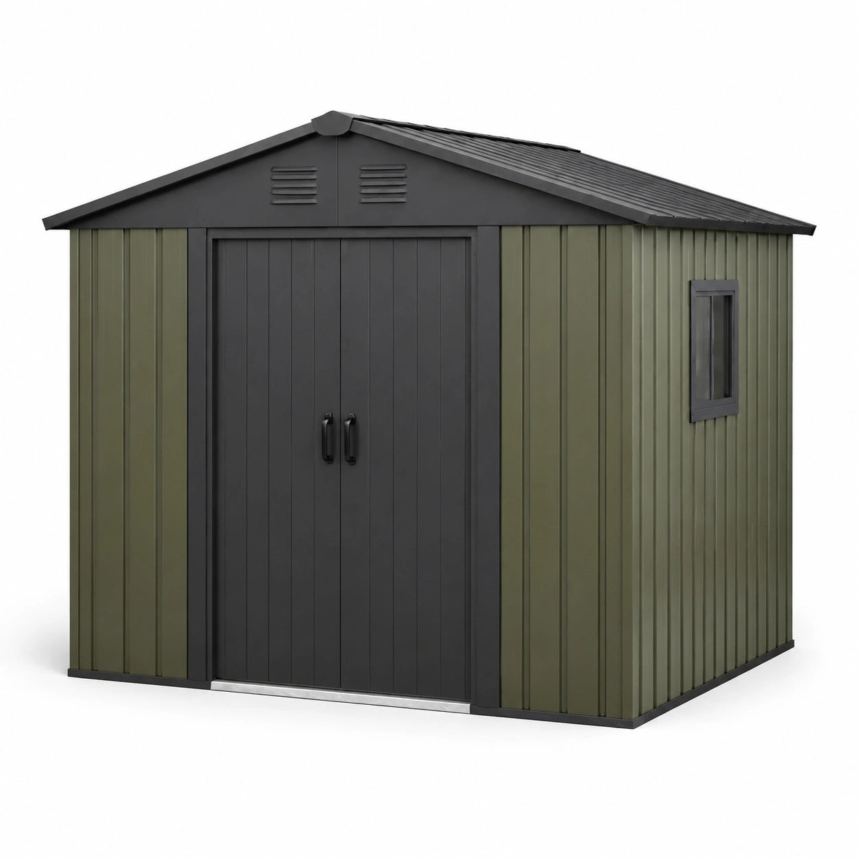 Metall Gartenhaus Stahlblech Grün/Anthrazit 257cm x 313cm x 178cm