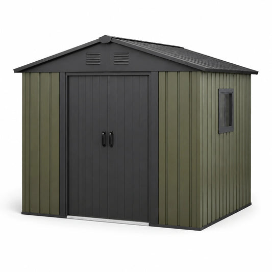 Metall Gartenhaus Stahlblech Grün/Anthrazit 257cm x 313cm x 178cm