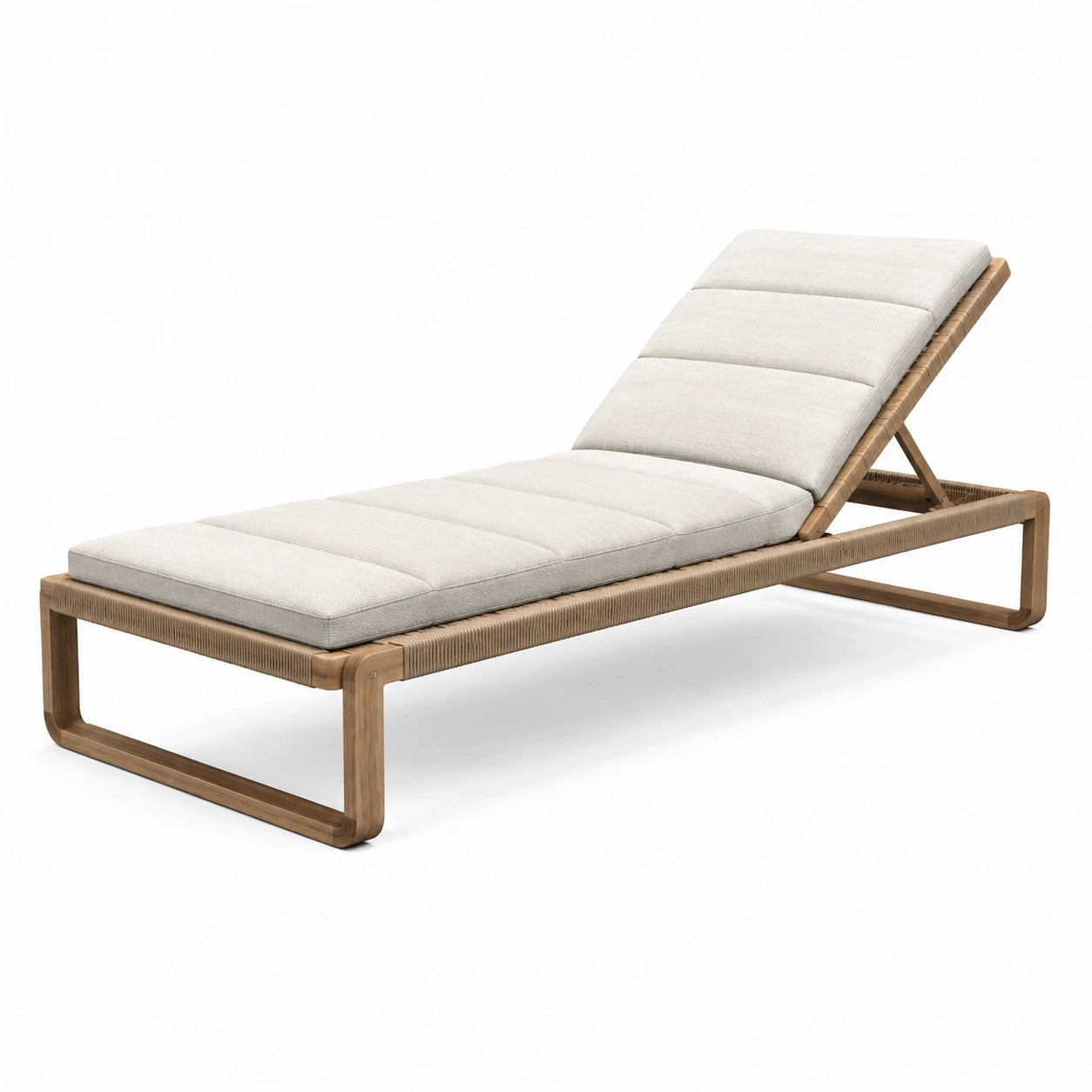 Liegestuhl Teakholzrahmen Polyesterstoff Beige 200x75x30 cm