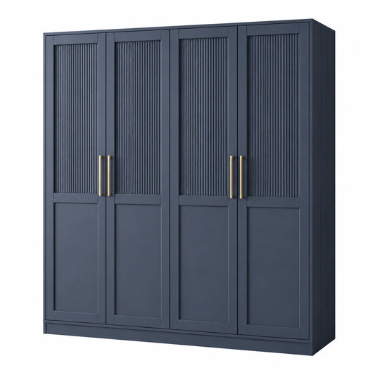 Kleiderschrank MDF Blau 4-Türen