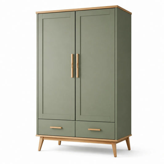 Kleiderschrank mit 2 Türen aus MDF Grün 180x90x60 cm