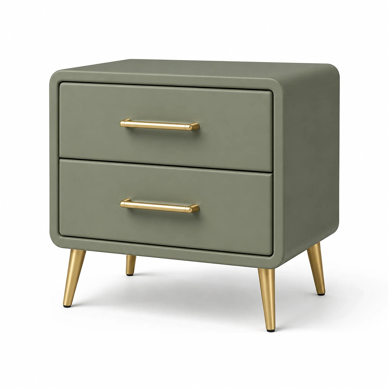 Nachttisch MDF Olivgrün mit 2 Schubladen